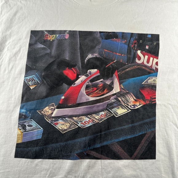 Supreme Gas Tee Shirt Mens L Iron Money Graphic Always Open Back Logo Streetwear - Picture 2 of 8